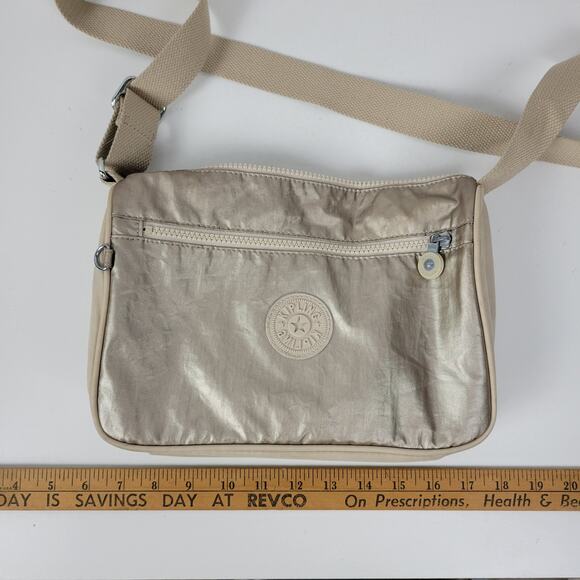 Kipling Callie Womens Crossbody Bag Gold Metallic Lightweight Casual Purse Bag - Picture 4 of 14